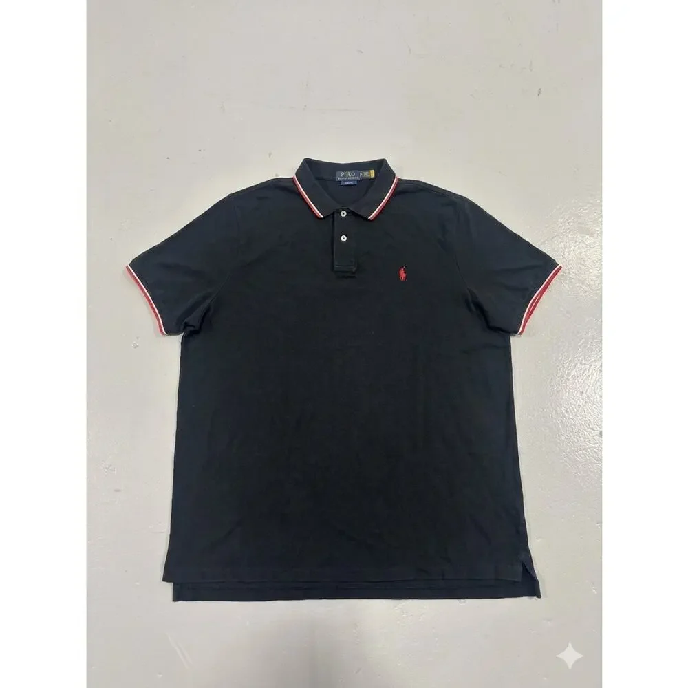 Polo Ralph Lauren Performance Shirt XXL Grey Tipped Polo Red White Black‎ Pony